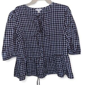 Time and Tru Plaid Top in Blue and Black